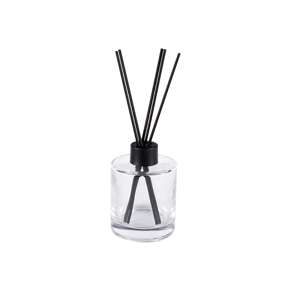 HJ-RX2109 Cilindrična boca s difuzorom od kremenog stakla, plastični aluminijski čep, naljepnica od vlakana u boji