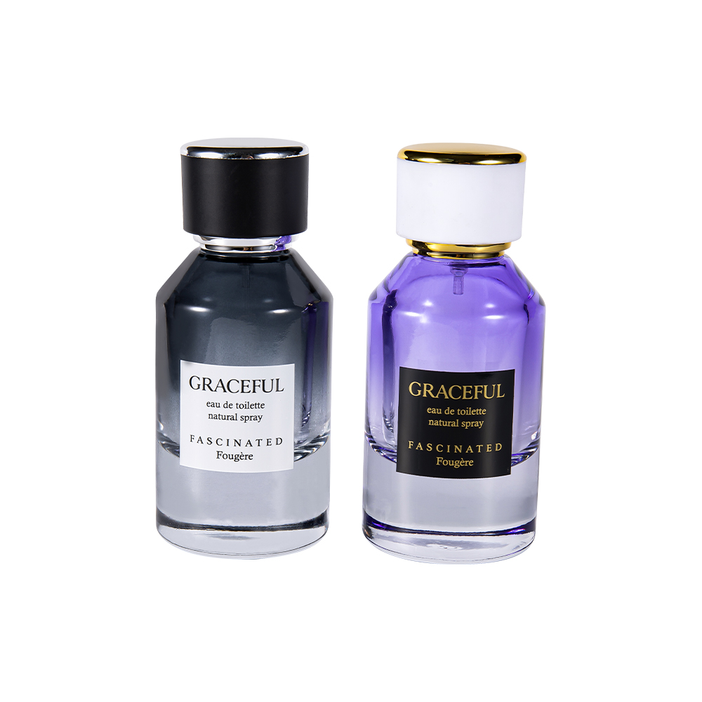 GC4416-WJ2098 Bočica parfema od 50 ML premazanog tiskanog stakla s kožom, poklopcem od ABS plastike, PP oblogom otpornom na UV zračenje