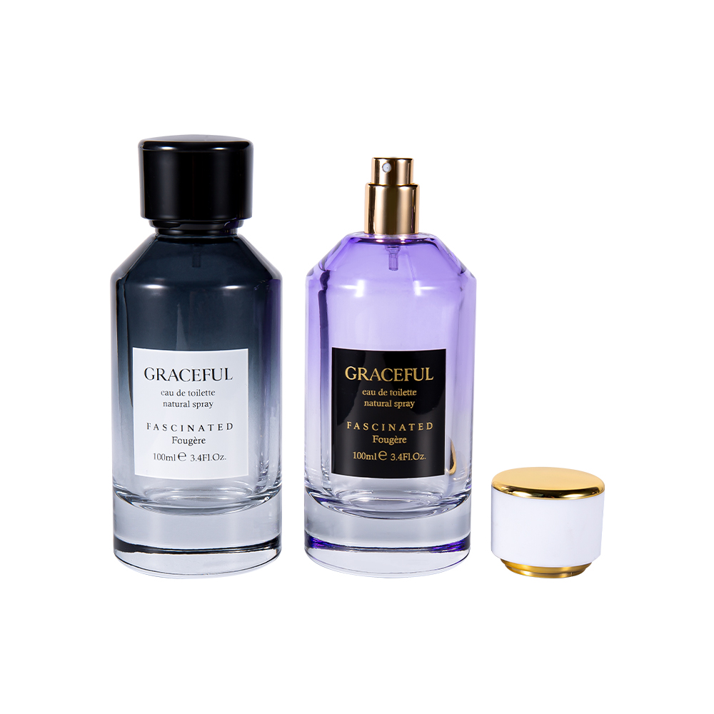 GC4418-WJ2098 Staklena parfemska bočica presvučena bojom od 100 ml s kožnim ABS plastičnim poklopcem i UV PP oblogom