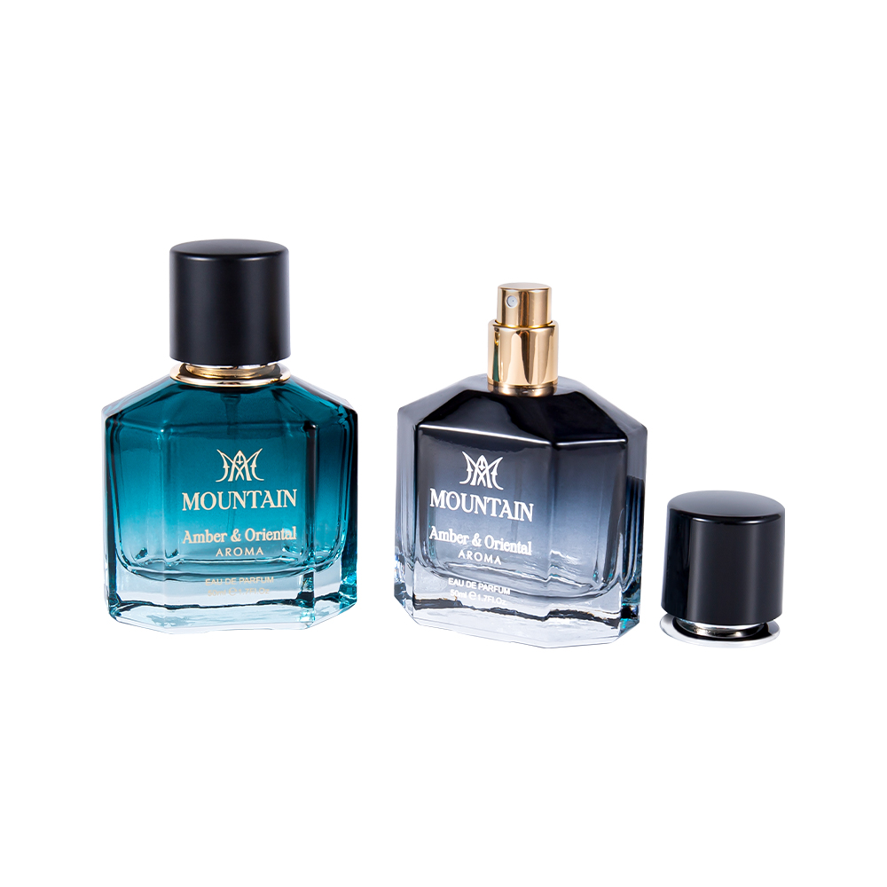 GC4030-WJ2099 Staklena bočica parfema od 50 ml s tiskanim premazom i trakom za vruće utiskivanje PP Abs UV čep za parfem