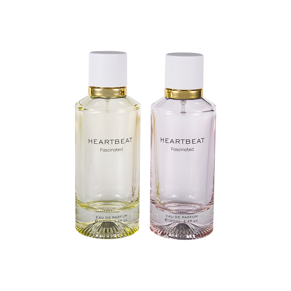 GC4406-WJ2326 Bočica parfema s uzorkom na dnu od 100 ml s bijelim poklopcem za parfem i velikim aluminijskim prstenom